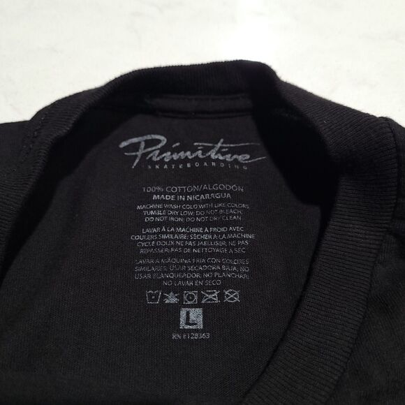 Primitive Skateboarding Loud As Ever Flaming Skull Rose Black T Shirt Large NWOT - Picture 5 of 5